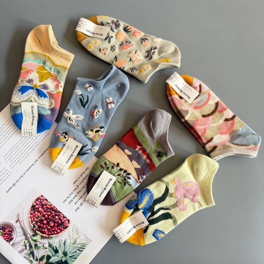 Women’s Cotton Boat Socks – French Light Luxury Low-Cut Colorful Short Socks (36–41)