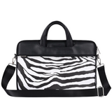 Zebra Print Laptop Case – PU Leather Waterproof Briefcase for 13–15" Laptops