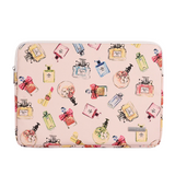 Pink PU Leather Laptop Sleeve – Perfume Printed Case, 11-15 Inch