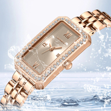 SANDA Women's Quartz Watch – Retro Diamond-Accented Stainless Steel Band