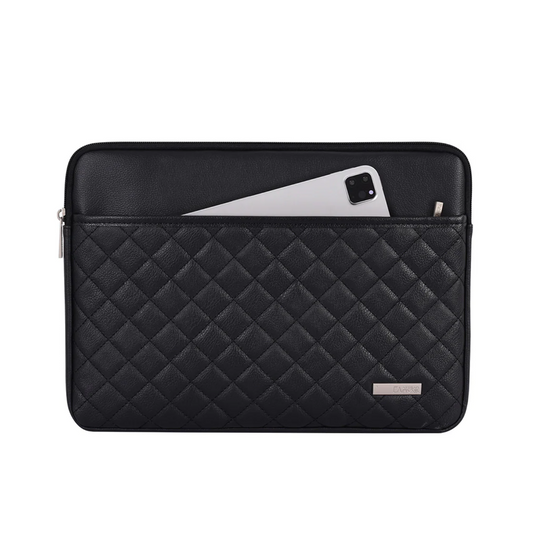 Quilted Laptop Sleeve Case – PU Diamond Pattern Shockproof Bag for 11–15" Laptops