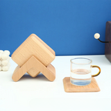 Solid Wood Drink Coasters – Square Heat-Resistant Table Mats for Coffee & Tea