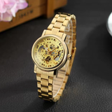 T-WINNER Unisex Automatic Skeleton Watch – Vintage Steel Band Mechanical Wristwatch