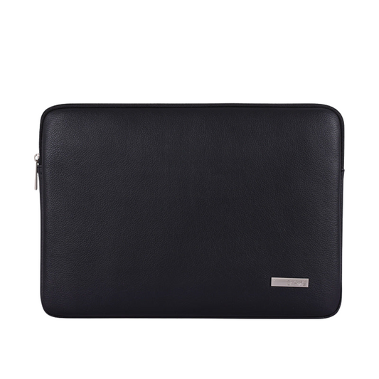 PU Leather Laptop Sleeve – Shock-Resistant Case for 11–15” Devices, Zippered, Black