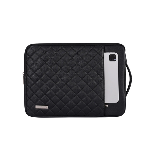 Black Quilted Laptop Bag 11–15" – PU Shock-Resistant Sleeve for Dell & More