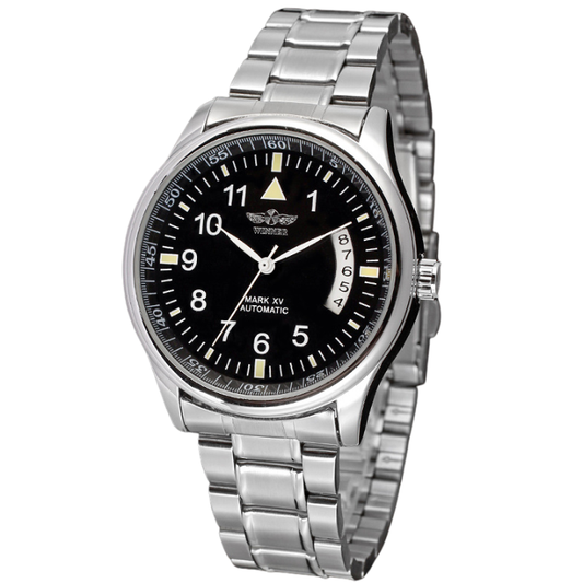 T-Winner Men’s Semi-Hollow Mechanical Watch – Stainless Steel Band, Calendar Display