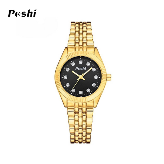 POSHI Gold Classic Watches for Women – Luminous Quartz Business Watch