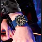 SANDA Men’s Silicone Quartz Watch – Three-Eye Six-Needle Waterproof Fashion Timepiece