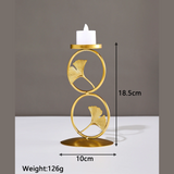 Nordic Gold Iron Candlestick with Ginkgo Leaf Pattern – Elegant Candle Holder