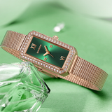 SANDA Women's Quartz Watch – Retro Diamond-Accented, Mesh Steel Band