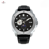 PRECIOUS DUKE Men's Moon Phase Quartz Watch – Leather Strap, Calendar