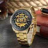 T-Winner Men’s Automatic Mechanical Skeleton Watch – Stainless Steel Band, Roman Dial