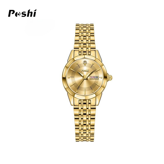 POSHI Women’s Fashion Quartz Watch – Waterproof, Dual Calendar