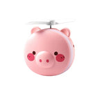 Portable Mini USB Fan – Cute Piggy Beauty Mirror Fan with LED Light & Handheld Design