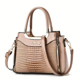 Crocodile Pattern Tote Bag with Multi-pocket