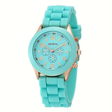 Stylish Round Quartz Watch with Triple Dial & Silicone Band – Unisex Sports Wristwatch