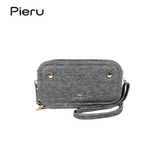 PIERU Women’s Denim PU Shoulder Bag – Double Zipper Crossbody Phone Purse