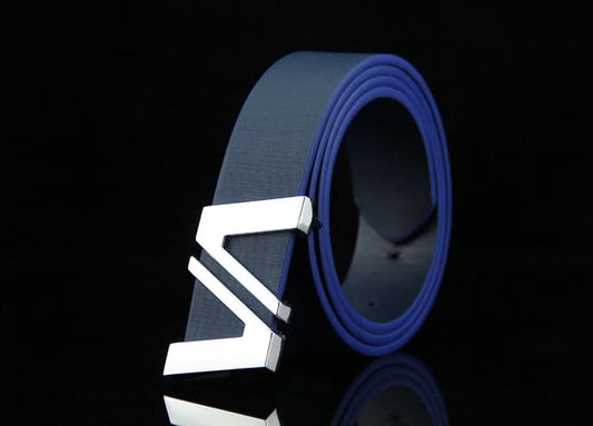 Men's Classic Plate Buckle Belt - Letter Double V Alloy Smooth Buckle
