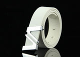 Men's Classic Plate Buckle Belt - Letter Double V Alloy Smooth Buckle