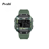 POSHI Digital Sports Watch – Luminous 12/24H Alarm, Square Dial