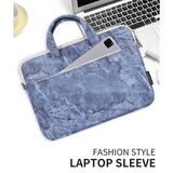 Blue Stone Marble Waterproof Laptop Bag – Fits 13" to 15" – Briefcase Style with Front Pocket