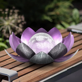 Solar Lotus Garden Light – Iron & Glass Crackle Ball Outdoor Landscape Lamp