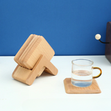 Solid Wood Drink Coasters – Square Heat-Resistant Table Mats for Coffee & Tea