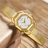 Sanda Women’s Octagonal Quartz Watch – Mesh Steel Band, Waterproof Casual Watch