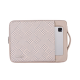 Beige PU Leather Laptop Sleeve – Waterproof & Shockproof Houndstooth Case (11–15 Inch)