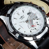 T-Winner Men’s Automatic Watch – Stainless Steel Mechanical Timepiece with Leather Strap