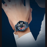 Sanda Men’s Mesh Stainless Steel Quartz Watch – Hollow Dial Analog Wristwatch