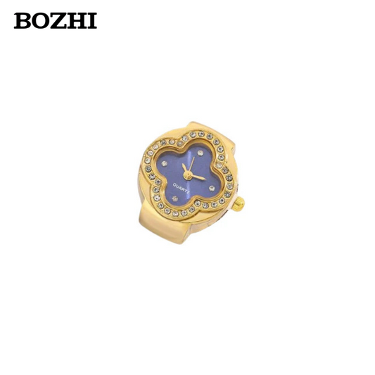 BOZHI Luxury Four-Leaf Clover Ring Watch – Diamond Quartz Finger Watch
