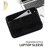 Black Laptop Sleeve with Crocodile Pattern – Waterproof, Shock-Resistant PU Leather Case