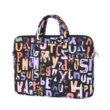 Laptop Shoulder Bag – Waterproof Polyester Case with Multicolor Alphabet Print (13"-15")