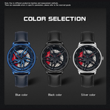 Sanda Men’s Leather Strap Quartz Watch – Hollow Dial Analog Wristwatch