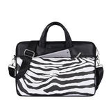 Zebra Print Laptop Case – PU Leather Waterproof Briefcase for 13–15" Laptops