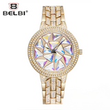 BELBI Women's Diamond Quartz Watch – Full Diamond Dial, Luminous Hands, Waterproof