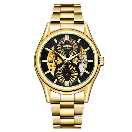 Winner Skeleton Automatic Mechanical Watch for Men – Stainless Steel Waterproof Timepiece