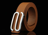 Men’s Business Style Leather Belt with S-Shaped Buckle – 3.3cm Wide