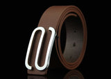Men’s Business Style Leather Belt with S-Shaped Buckle – 3.3cm Wide