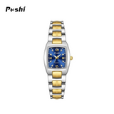 POSHI Women’s Luminous Square Quartz Watch – Waterproof, Stainless Steel Strap