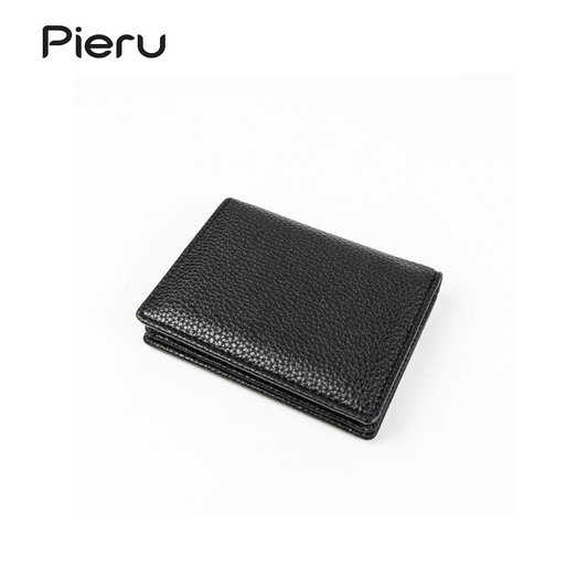 PIERU PU Leather Business Card Holder – Lychee Pattern Mini Card Organizer