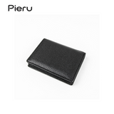 PIERU PU Leather Business Card Holder – Lychee Pattern Mini Card Organizer