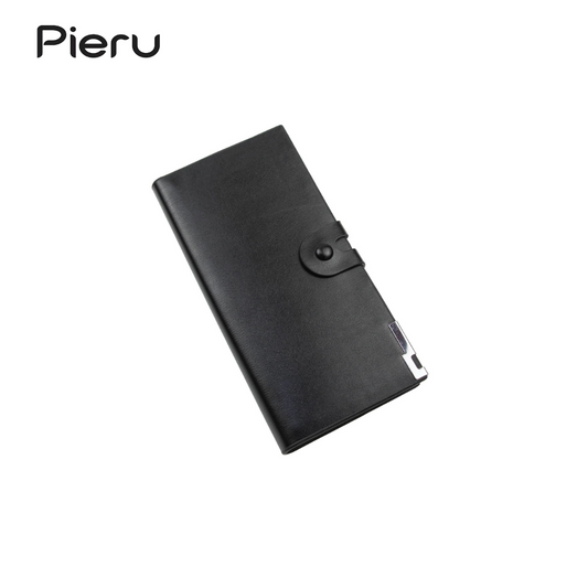 PIERU Men’s Long PU Leather Wallet – Bifold Business Wallet