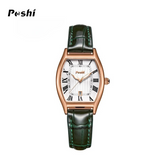 POSHI Women's Retro Barrel-Shaped Quartz Watch – Calendar & Luminous Dial