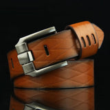 Men's Retro Pin Buckle Belt - Embossed Imitation Leather Casual Belt