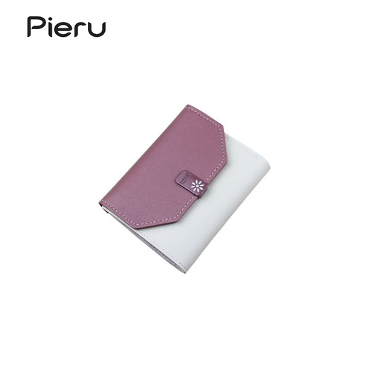 PIERU Trifold PU Leather Wallet for Women – Color Block Coin Purse