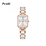 POSHI Women's Square Fashion Quartz Watch – Diamond Accent, Elegant Student Style