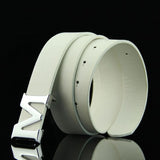 Men’s PU Leather Belt with M-Shaped Buckle – 3.3cm Wide