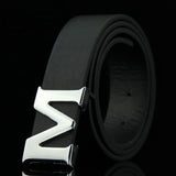 Men’s PU Leather Belt with M-Shaped Buckle – 3.3cm Wide